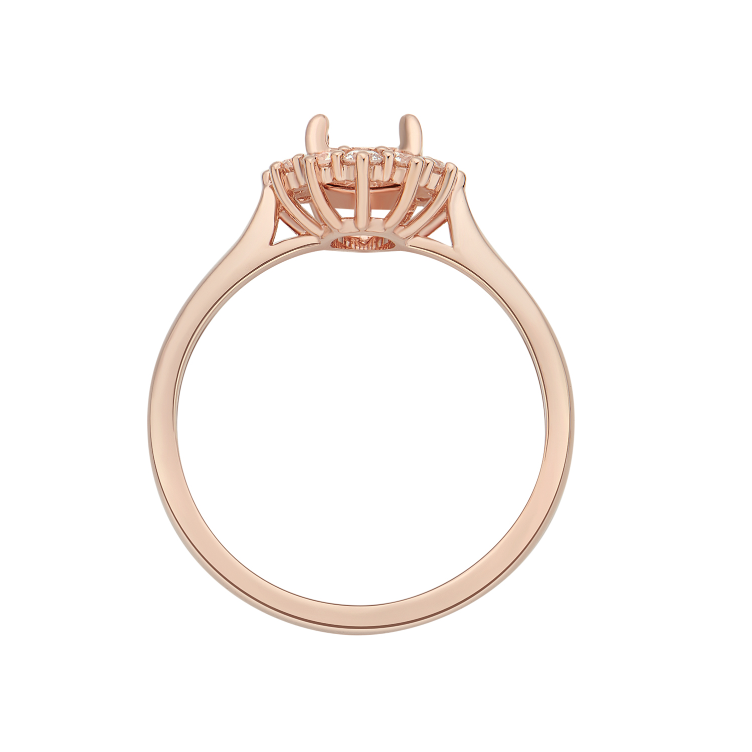 14K Rose Gold Oval Center Stone Halo Engagement Ring